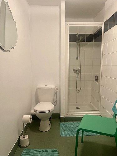 Chambre à deux lits avec salle de bain commune 
