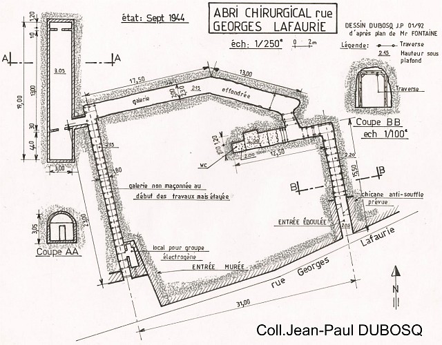 Le plan de l'abri sanitaire Lafaurie