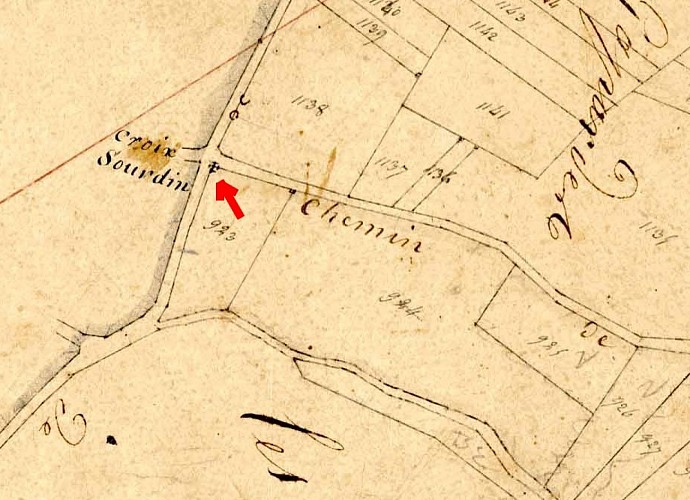 la croix Sourdin sur le cadastre de 1823