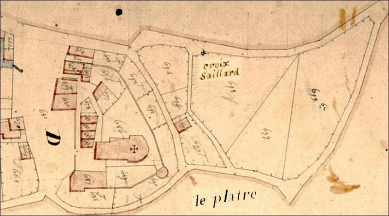 Emplacement de la croix Saillard en 1823