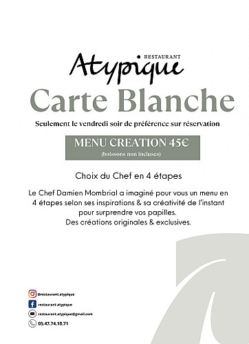 Menu - Carte Blanche