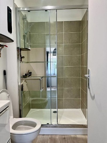 Salle de bain avec WC et douche