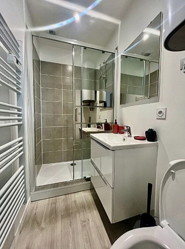 Salle de bain avec WC et grande douche