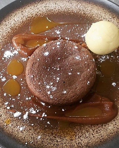Moelleux au chocolat et Sorbet Mangue - Le Marais