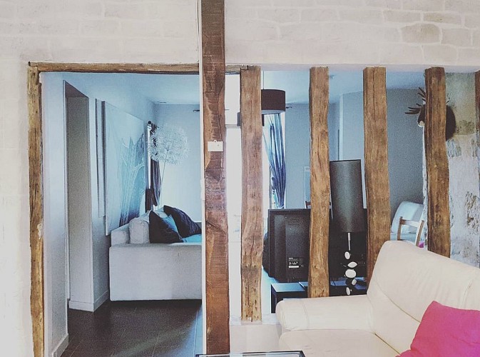 salon et tv gîte du moulin