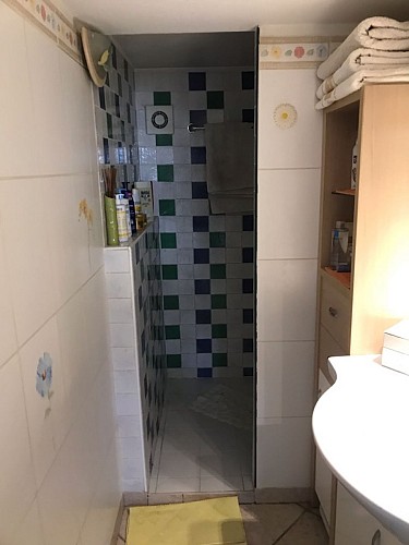 la salle d'eau avec douche à l'italienne de la maison de Claudine