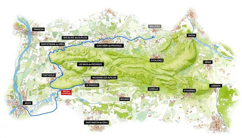 Tracé des aqueducs antiques d'Arles