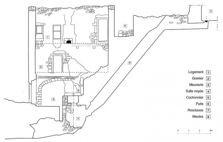 Le fonctionnement du moulin en coupe
