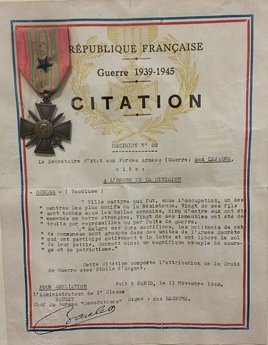 Citation Croix de guerre