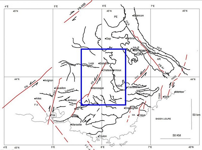 Carte des failles de Provence