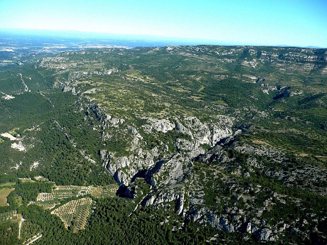 Vue aérienne sur le canyon du Régalon