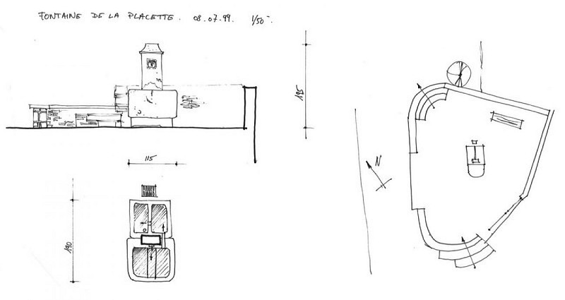 Croquis de la fontaine de La Placette