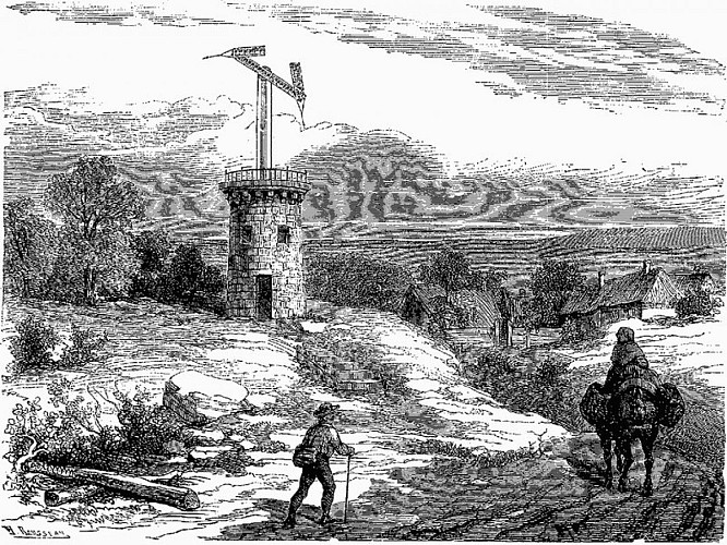 Gravure d'une tour Chappe