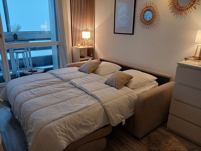 Banquette lit dans séjour 160x200cm