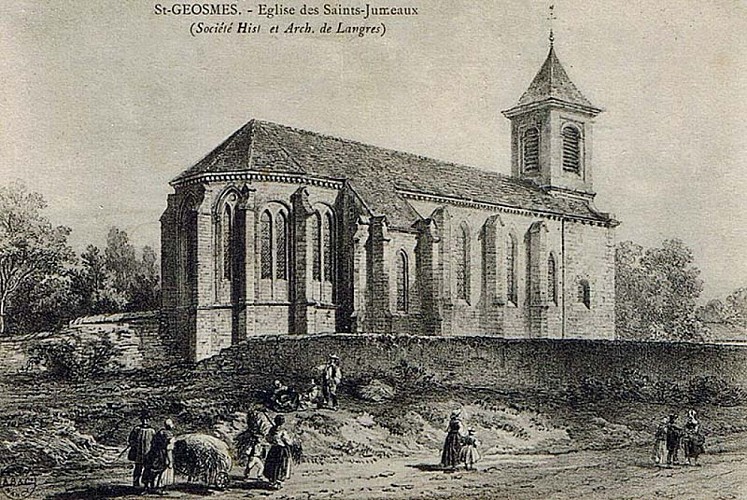 Carte postale de l'église de Saints-Geosmes