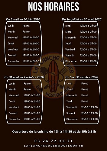 La Planche du Der - horaires