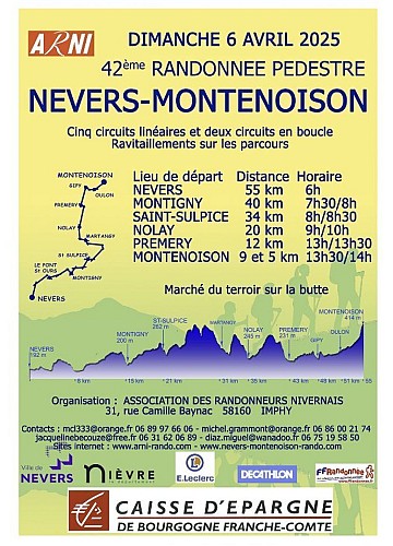 Dimanche 6 avril 2025: 42 ème Randonnée pédestre NEVERS-MONTENOISON