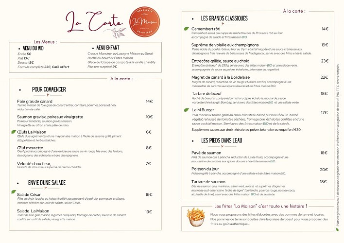 La MAISON - Menu