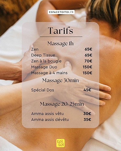 Tarifs massages