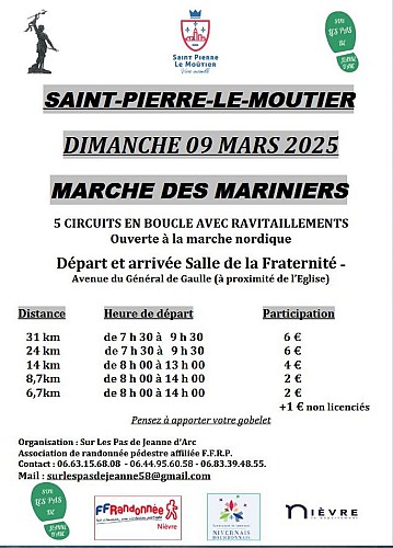 Dimanche 9 mars 2025: MARCHE DES MARINIERS
