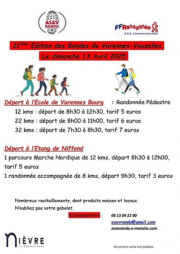 Dimanche 13 avril 2025 21ème Rondes de Varennes-Vauzelles