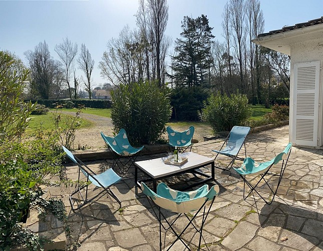 Terrasse de la Villa Magdalena à St André de Seignanx Gîtes de France Landes
