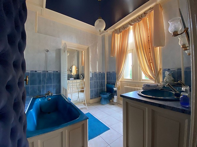 Salle de bains de la chambre Myosotis du Château Saint Marie