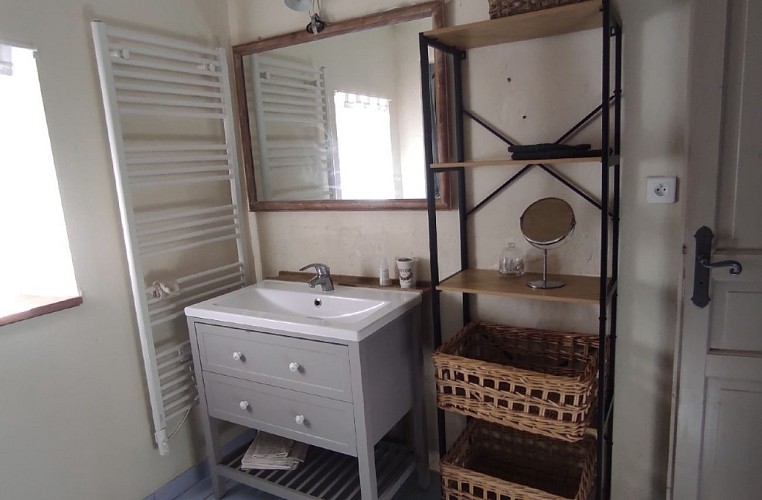 Salle d'eau spacieuse et grande douche 