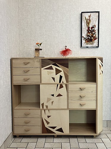 Meuble de rangement avec marqueterie - Songes d'ébène