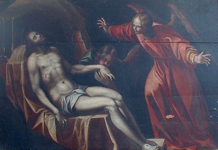 Le Christ veillé par deux anges