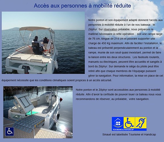 Promenade sur Bassin de Thau en bateau électrique Zéphyr adapté PMR