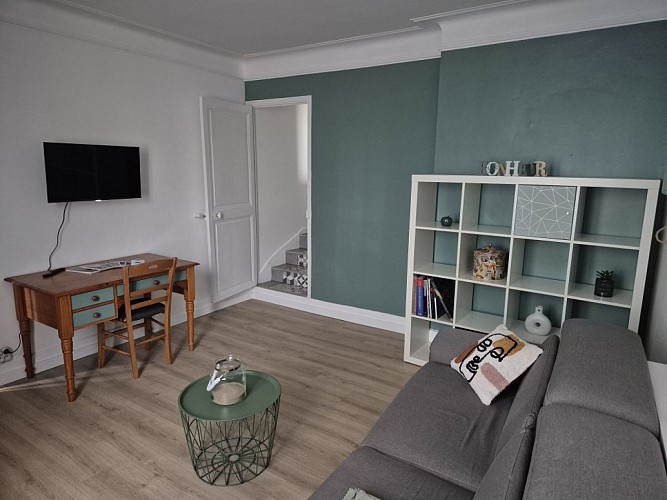 Salon avec TV et canapé convertible