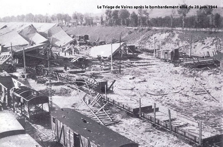 Gare de triage bombardée