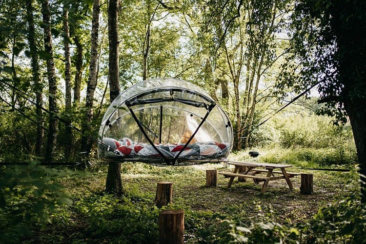 Bulle suspendue en pleine nature