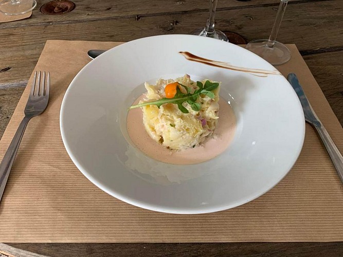 repas à la truite au bleu