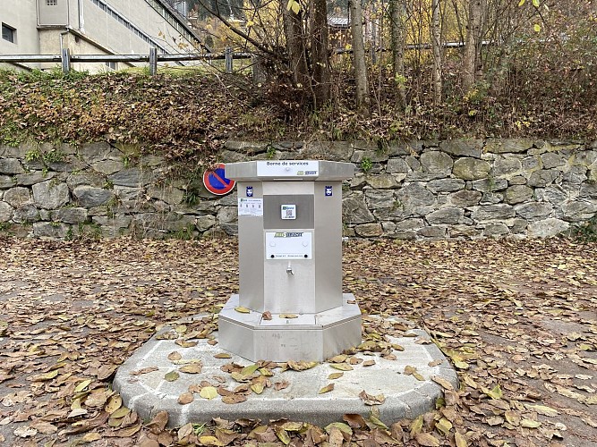 Camper service area at the ice rink parking lot