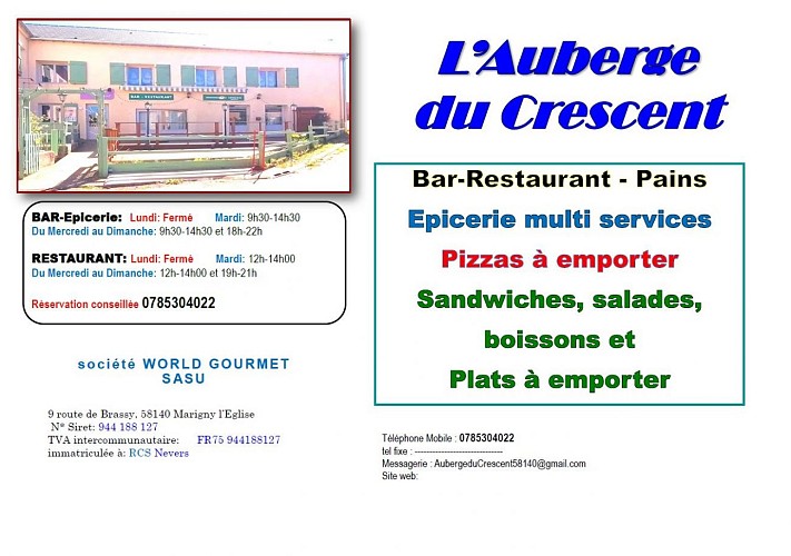 carte Auberge du Crescent