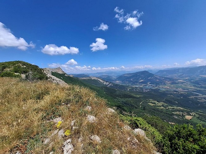 Point de vue sur la vallée du Buëch depuis la crête d'Aumage