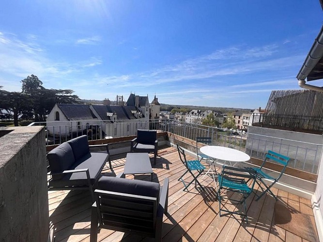 Grand gîte terrasse vue Loire et château