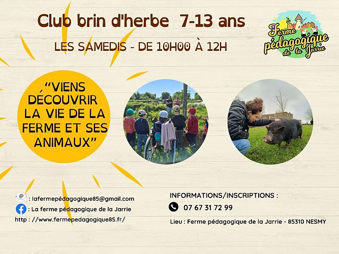 Activités enfant - Club brin d'herbes à La Ferme pédagogique de la Jarrie