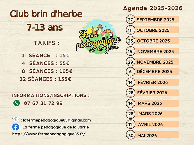 Activités enfant - Club brin d'herbes à La Ferme pédagogique de la Jarrie