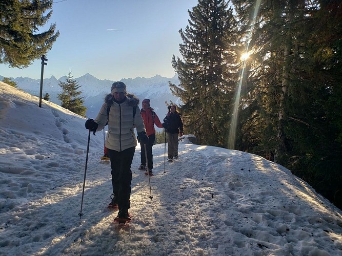 Lever de soleil au sommet - balade collective à raquette