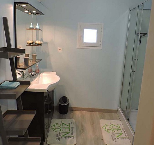 Salle de bains du gîte les Hirondelles à Dachstein