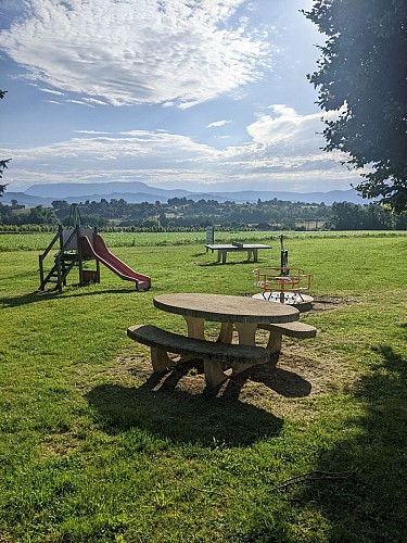 Picnic area at Pressins Town Hall