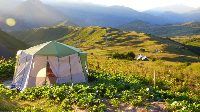Overnight in tents at Chalet d'la Croë
