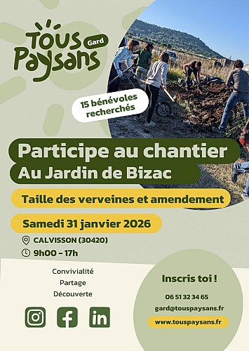 Chantier participatif : Au Jardin de Bizac