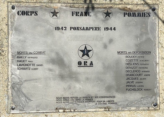 Stèle commémorative de la Rafle du Château de Cours