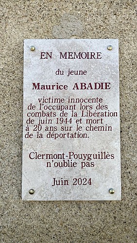 Plaque hommage à Maurice Abadie