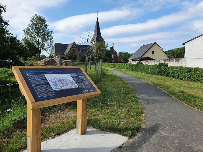 panneau sur l'histoire du château de Torcy 
