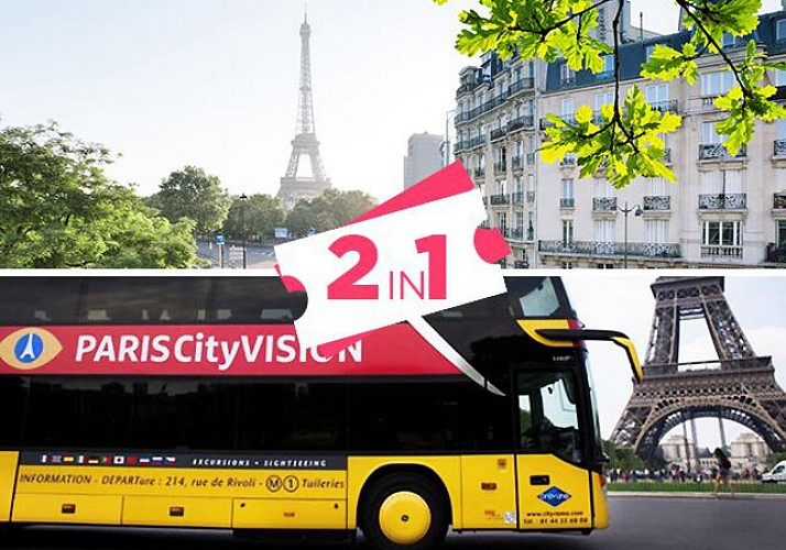Offre 2 en 1 : Billet 2ème étage Tour Eiffel & Tour en bus de Paris